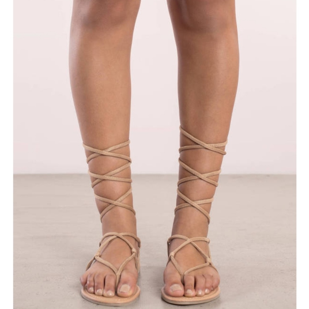 Taupe Lace Up Sandals